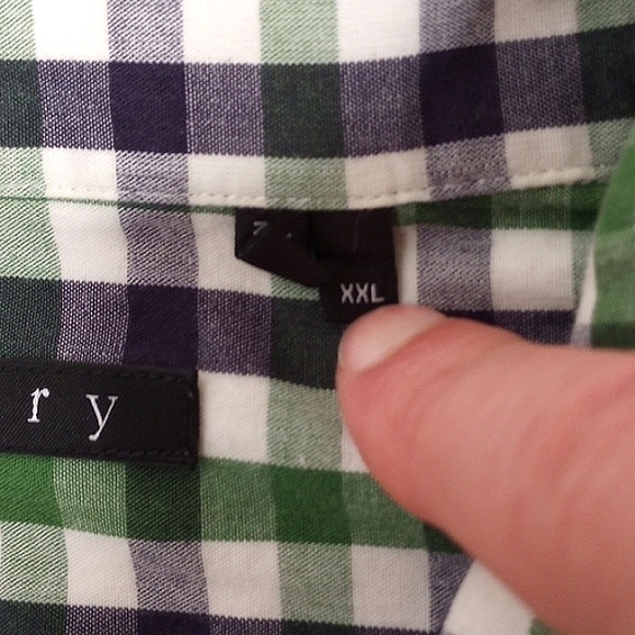 Theory White Green Navy Blue Checkered Plaid Long Sleeve Button Down Shirt XXL - Picture 11 of 12